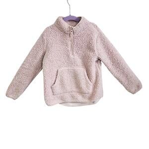 Carters Kid Size 7/7A Pullover Sherpa Fleece Sweater Blush Pink Cozy Fuzzy Teddy